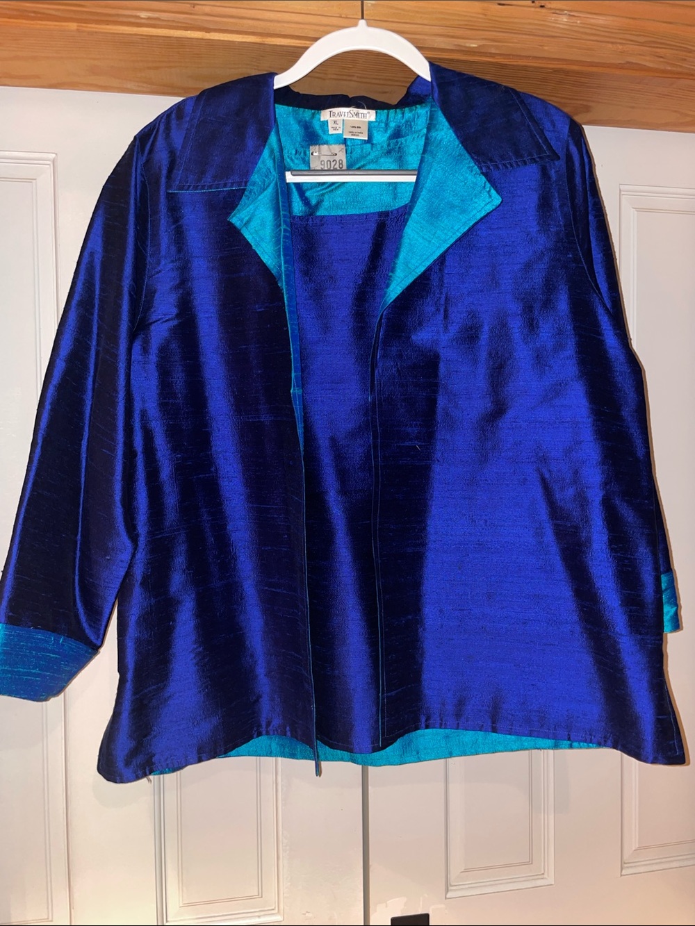 TravelSmith Reversible Sapphire Blue Jacket with Teal Trim/Shell Tank Size XL